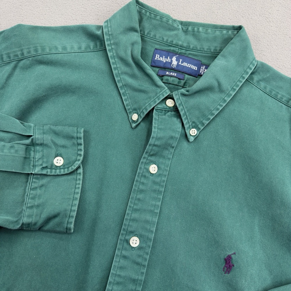 Ralph Lauren Button Down Shirt Mens XXL Green Long Sleeve Blake Cotton Oxford
